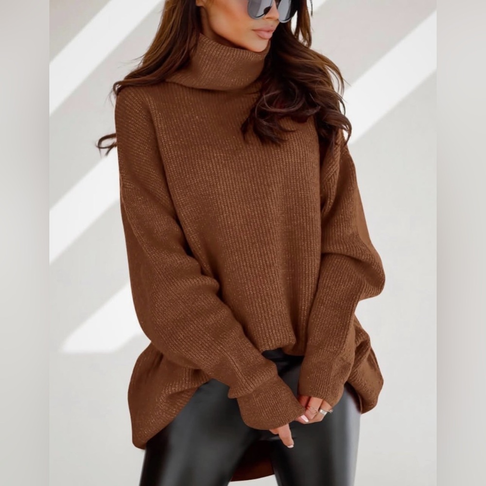 ✨ Cozy Oversized Relaxed Fit Turtleneck Sweater